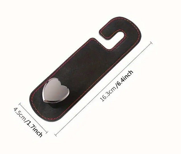 2 Shopping Bag Car Hooks Coat  Handbag Heart Hanger Headrest Hook Metal Brown