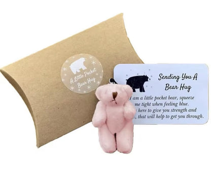 Little Pocket Bear Hug Cute Teddy Gift Handmade Bear Positivity Animal & Card