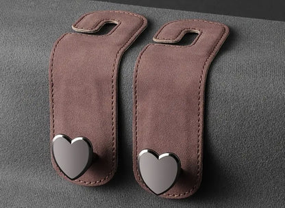 2 Shopping Bag Car Hooks Coat  Handbag Heart Hanger Headrest Hook Metal Storage