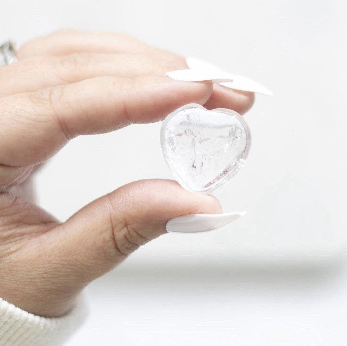 Clear Quartz Crystal Heart in a White Gift Bag & Card You Rock Mothers Day