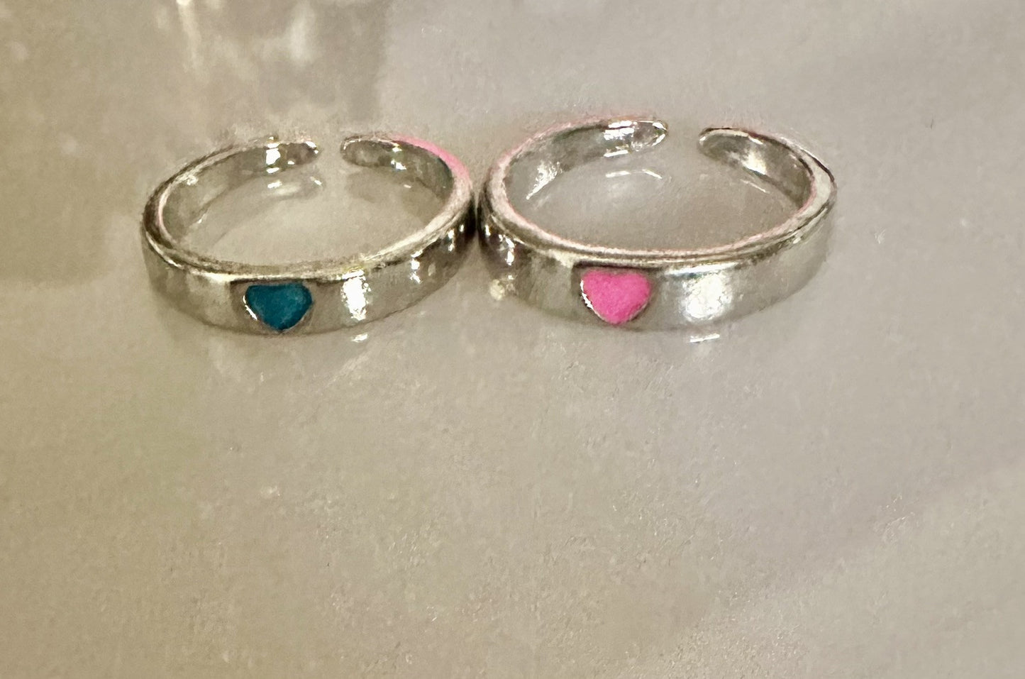 2 X Solar Heart Couple Rings Jewellery Matching Adjustable Glow in Dark Gift