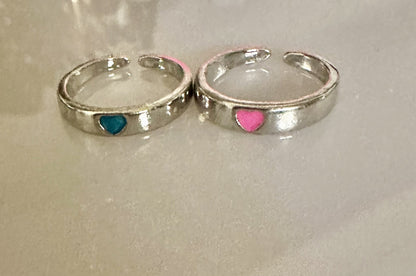 2 X Solar Heart Couple Rings Jewellery Matching Adjustable Glow in Dark Gift
