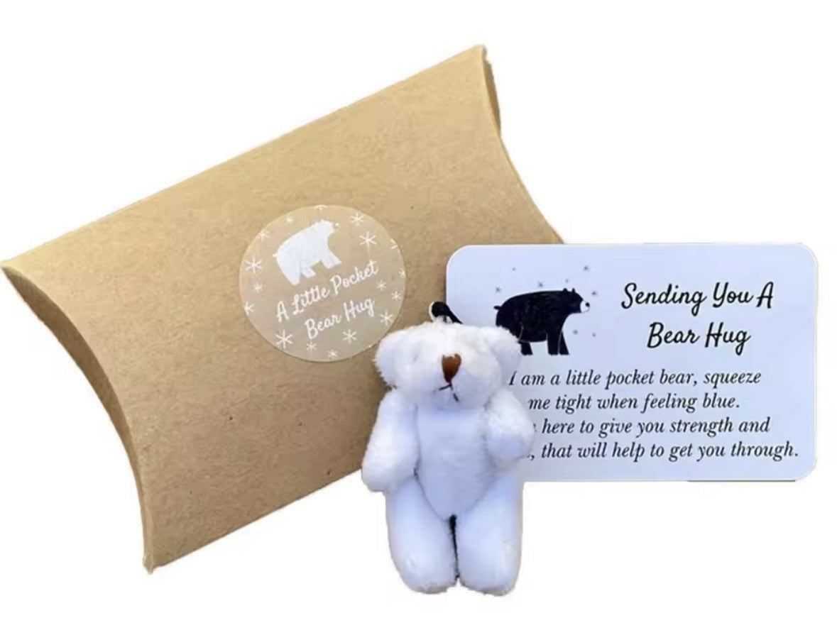 Little Pocket Bear Hug Cute Teddy Gift Handmade Bear Positivity Animal & Card