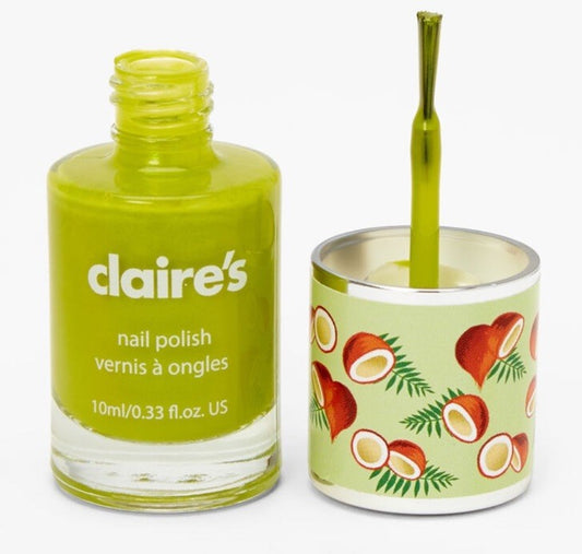 Claires Nail Polish Green Coconut Varnish Nails 10ml Glossy Shimmer Finish