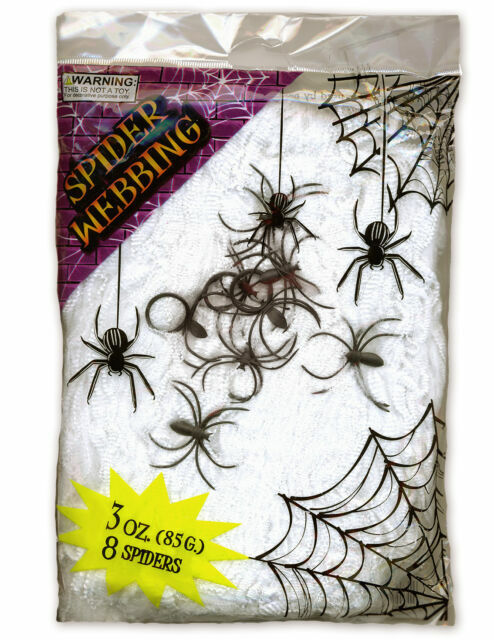 Halloween Spiders Web CobWeb spooky stretchy 8 Spiders table decoration display