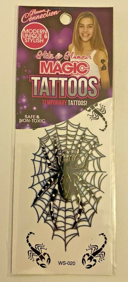 Temporary Halloween Tattoo scary spider skull cobra snake body arm art horror