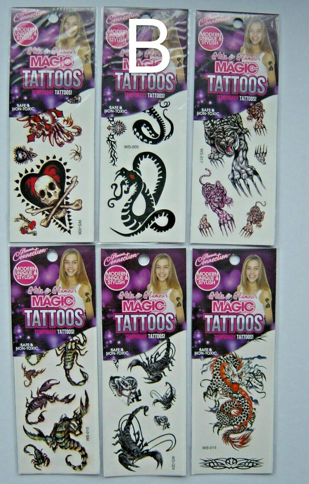 Temporary Halloween Tattoo scary spider skull cobra snake body arm art horror