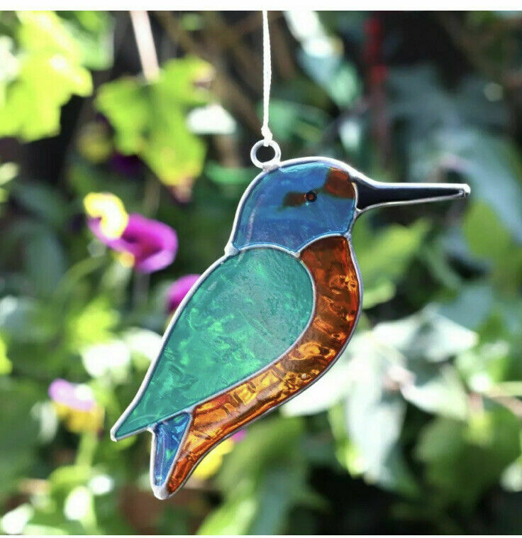 Sun catcher Robin Blue Tit Jay kingfisher Bird stained Glass window garden gift