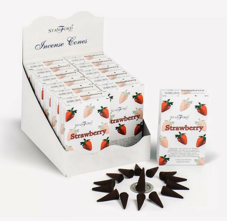 Strawberry cones x 12 Incense Home Fragrance Aromatherapy Meditation Dhoop Joss