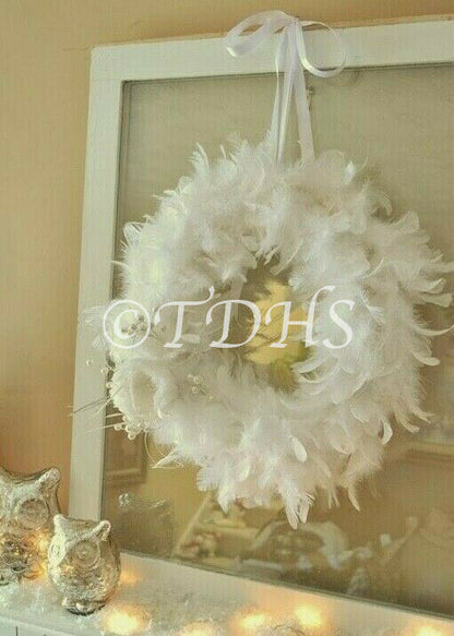 Christmas snowy White Feather Boa tree decoration 1.8M Fluffy Garland wreath