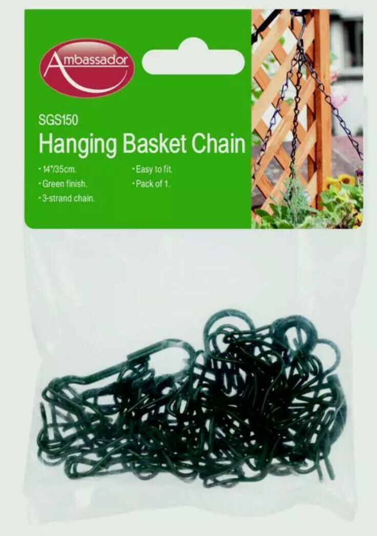 Strong Dark Green Hanging Basket Chain 14” Inch Weatherproof Victorian Garden