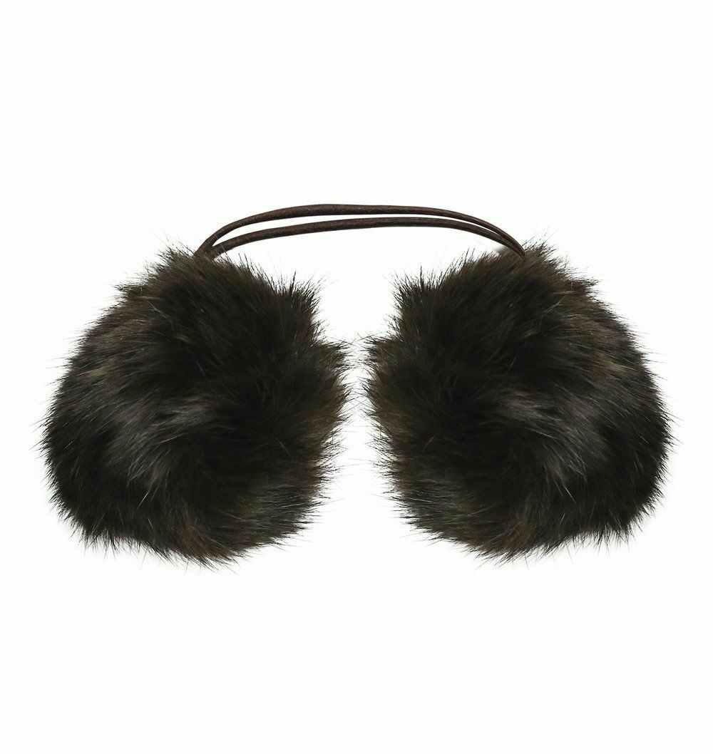 Cute Black Fluffy 2 Pompom furry Hair Bobbles Elastic Tie long hair band