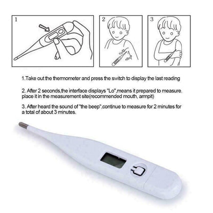 Digital Thermometer LCD Adult Kids Alert audible Ear Mouth Temperature case