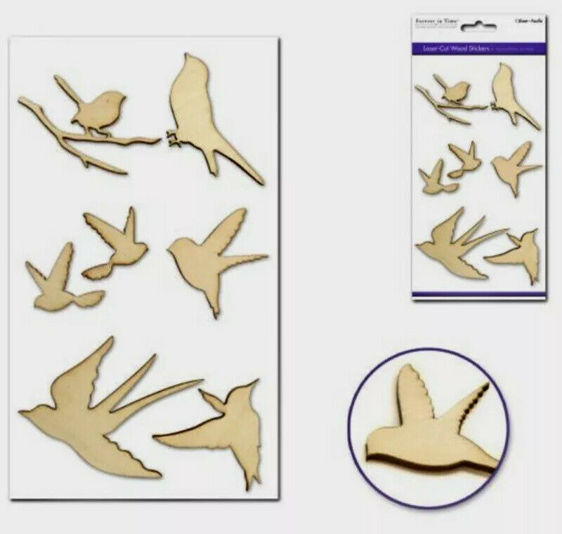 Laser Cut Wood Birds and leaves Embellishment Wooden Shape Craft Decors upcycle