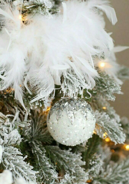 Christmas snowy White Feather Boa tree decoration 1.8M Fluffy Garland wreath