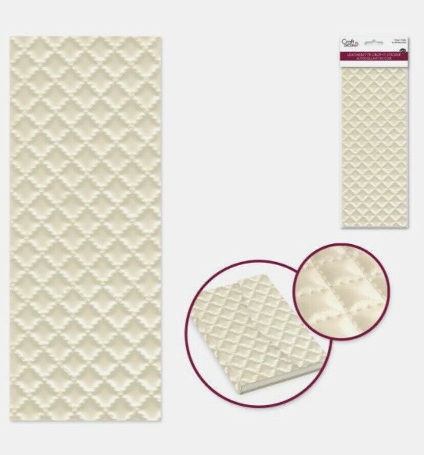 Leatherette Cream Self Adhesive Sticker Sheet Diamond 10cm X 25cm Upcycle Craft