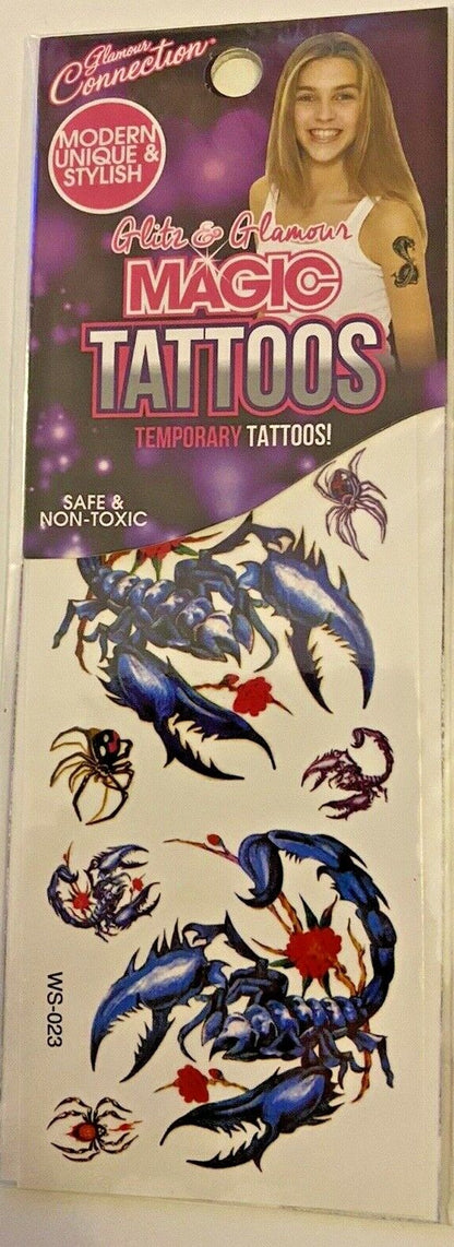 Temporary Halloween Tattoo scary spider skull cobra snake body arm art horror