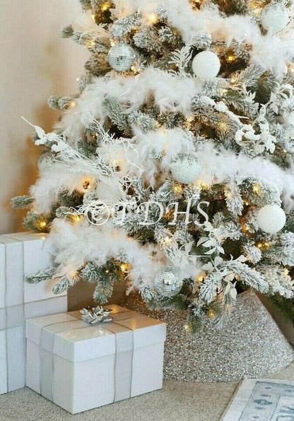 Christmas white feather Boa snowy Garland mantle tree decoration 1.8M Fluffy