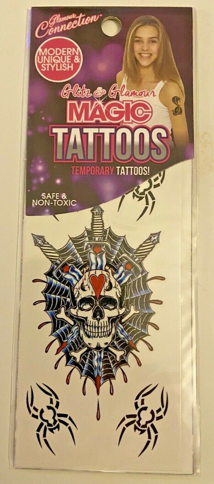 Temporary Halloween Tattoo scary spider skull cobra snake body arm art horror