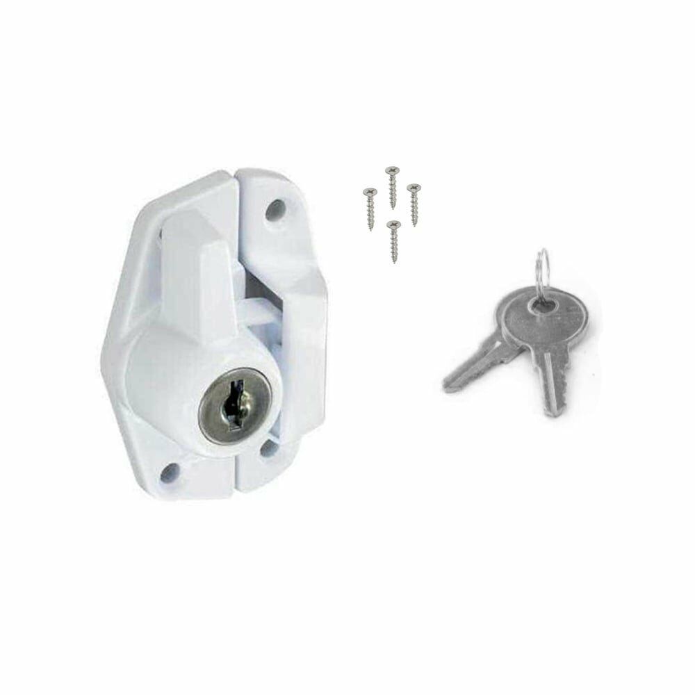 WhIte Sash Window lock jammer 65mm metal secure fastener security 2 keys catch