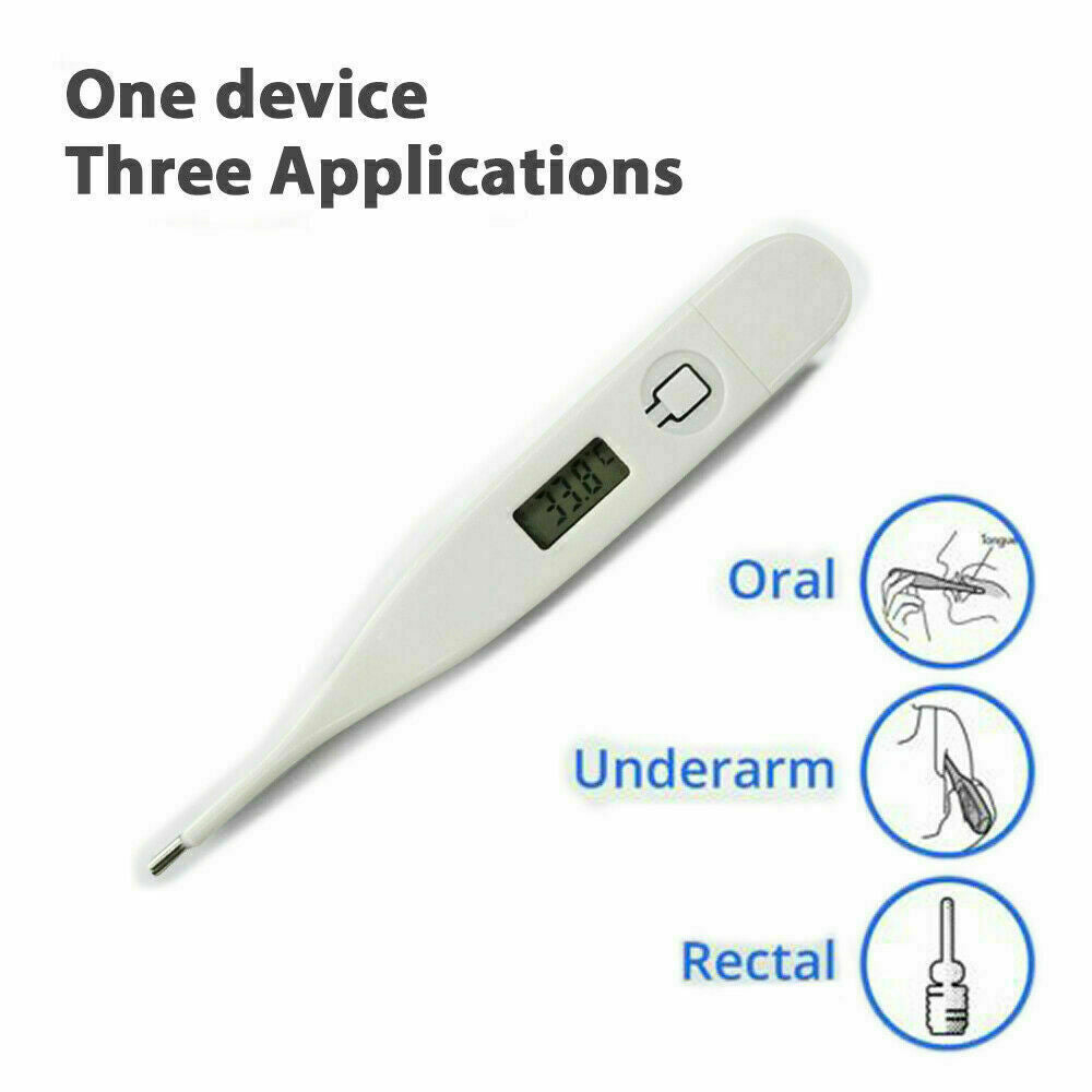 Digital Thermometer LCD Adult Kids Alert audible Ear Mouth Temperature case