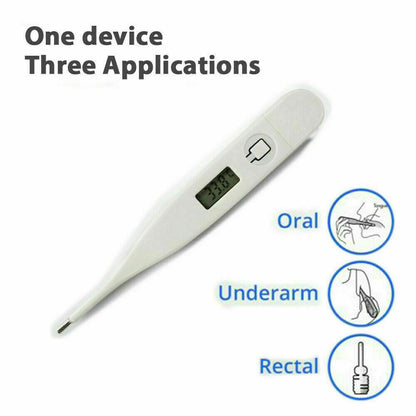 Digital Thermometer LCD Adult Kids Alert audible Ear Mouth Temperature case