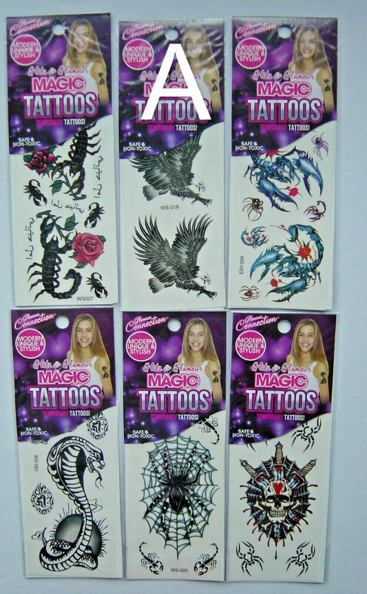 Temporary Halloween Tattoo scary spider skull cobra snake body arm art horror