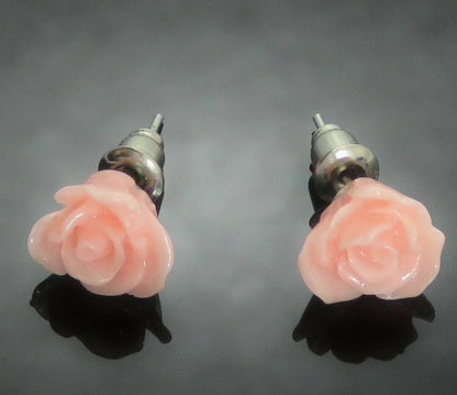 Valentines Vintage 10mm Rose Stud Earrings Retro Boho Emo Gift red black pink