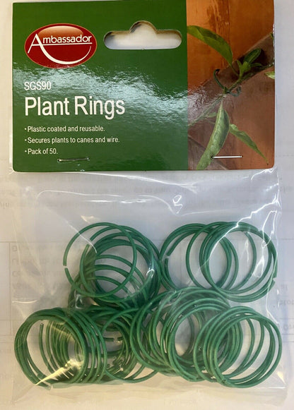 Plant Rings 50 Plastic Green Ties Coated Reusable Wire Plant Support Canes 3cm