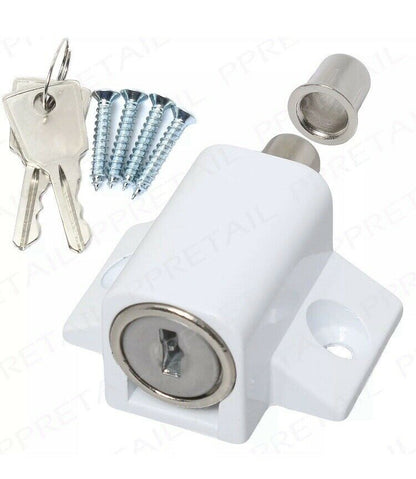 White Sliding Patio Door Roof Window Locks SET Bolt With 2 Keys Security Catch