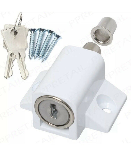 White Sliding Patio Door Roof Window Locks SET Bolt With 2 Keys Security Catch