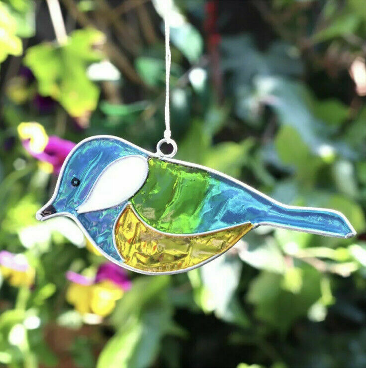 Sun catcher Robin Blue Tit Jay kingfisher Bird stained Glass window garden gift