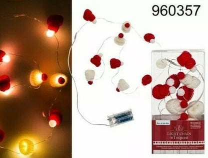 Fairy Xmas lights tree winter wool hats x 10 battery Red White warm white 1.4 M