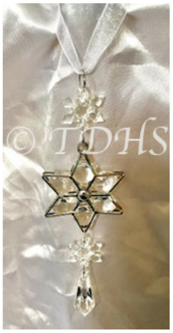 Silver Crystal Hanging Home Decoration Bell Star Hearts Diamond Acrylic Ribbon