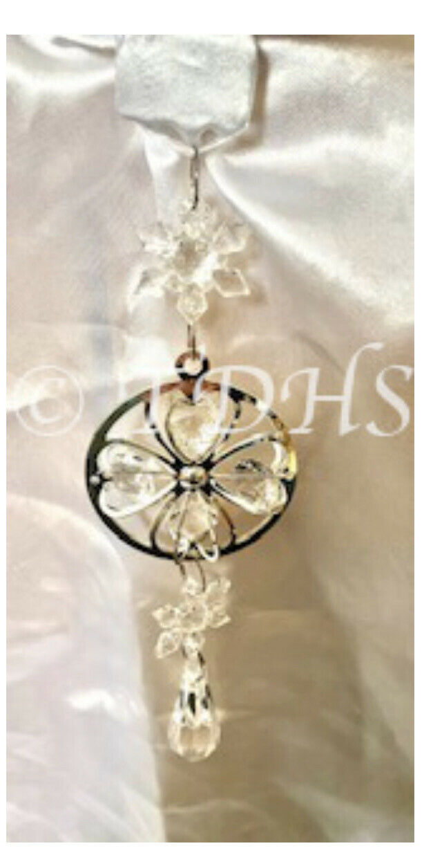 Silver Crystal Hanging Home Decoration Bell Star Hearts Diamond Acrylic Ribbon