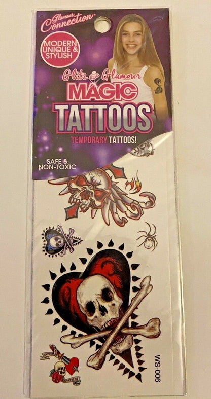 Temporary Halloween Tattoo scary spider skull cobra snake body arm art horror