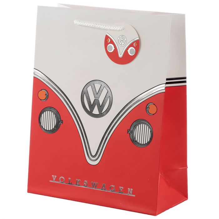 Volkswagen VW T1 CamperVan Gift Bag & Tag - Large Red