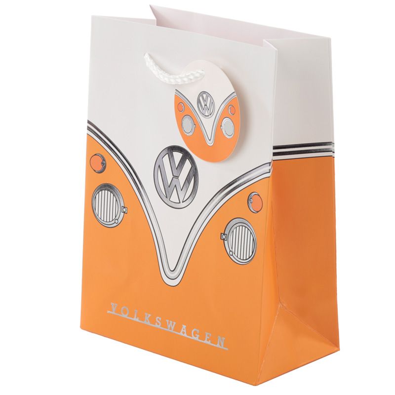 Volkswagen VW T1 CamperVan Gift Bag & Tag - Medium Orange